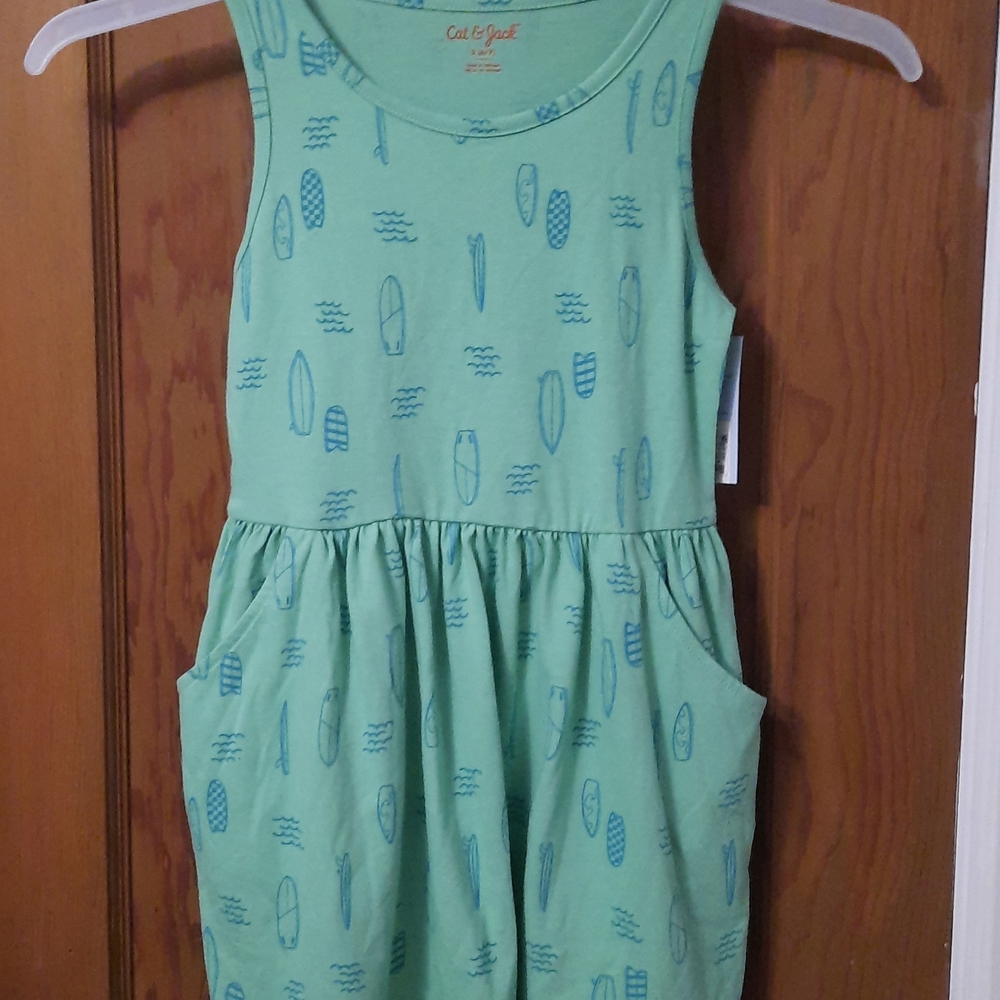 Cat & Jack Green Scoop Neck Sleeveless Sundress